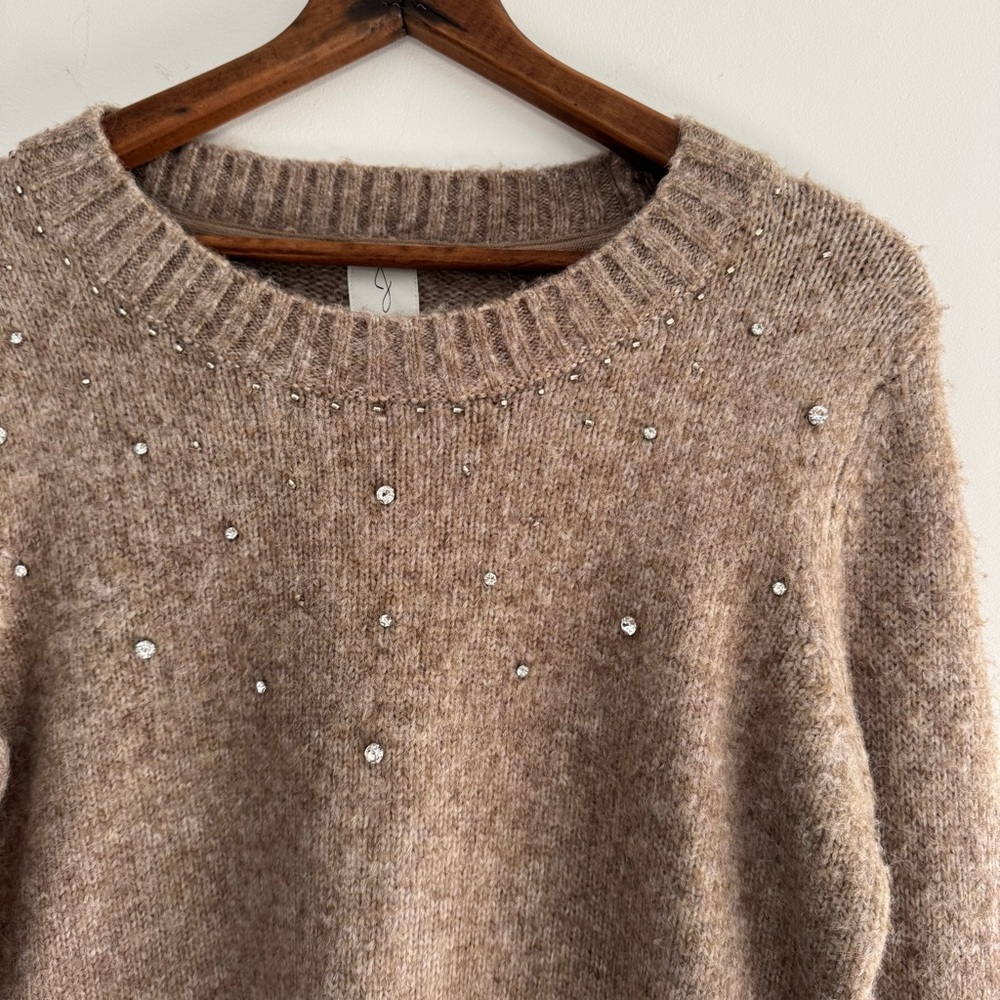 Joie Embellished Rhinestone Oatmeal Sweater Medium NWT - Picture 2 of 6